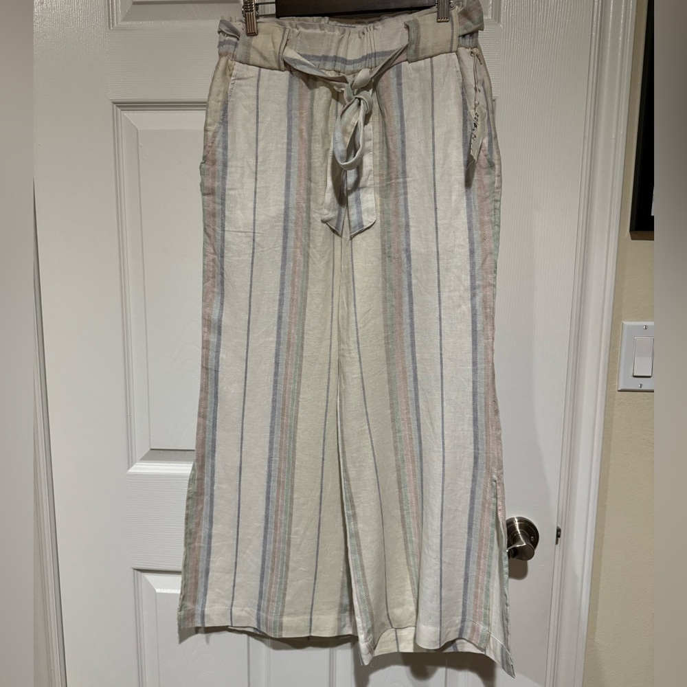 Linen Blend Wide Leg Pants